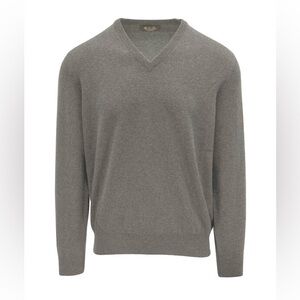 Loro Piana 100% Cashmere Taupe V Neck Sweater Size 50 (US L)